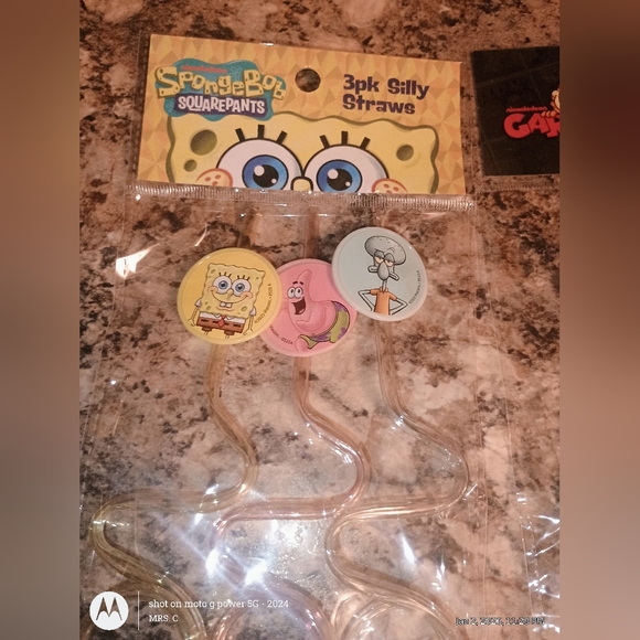 Garfield And SpongeBob Silly Straws Set Kids Dining Fun - Picture 3 of 6